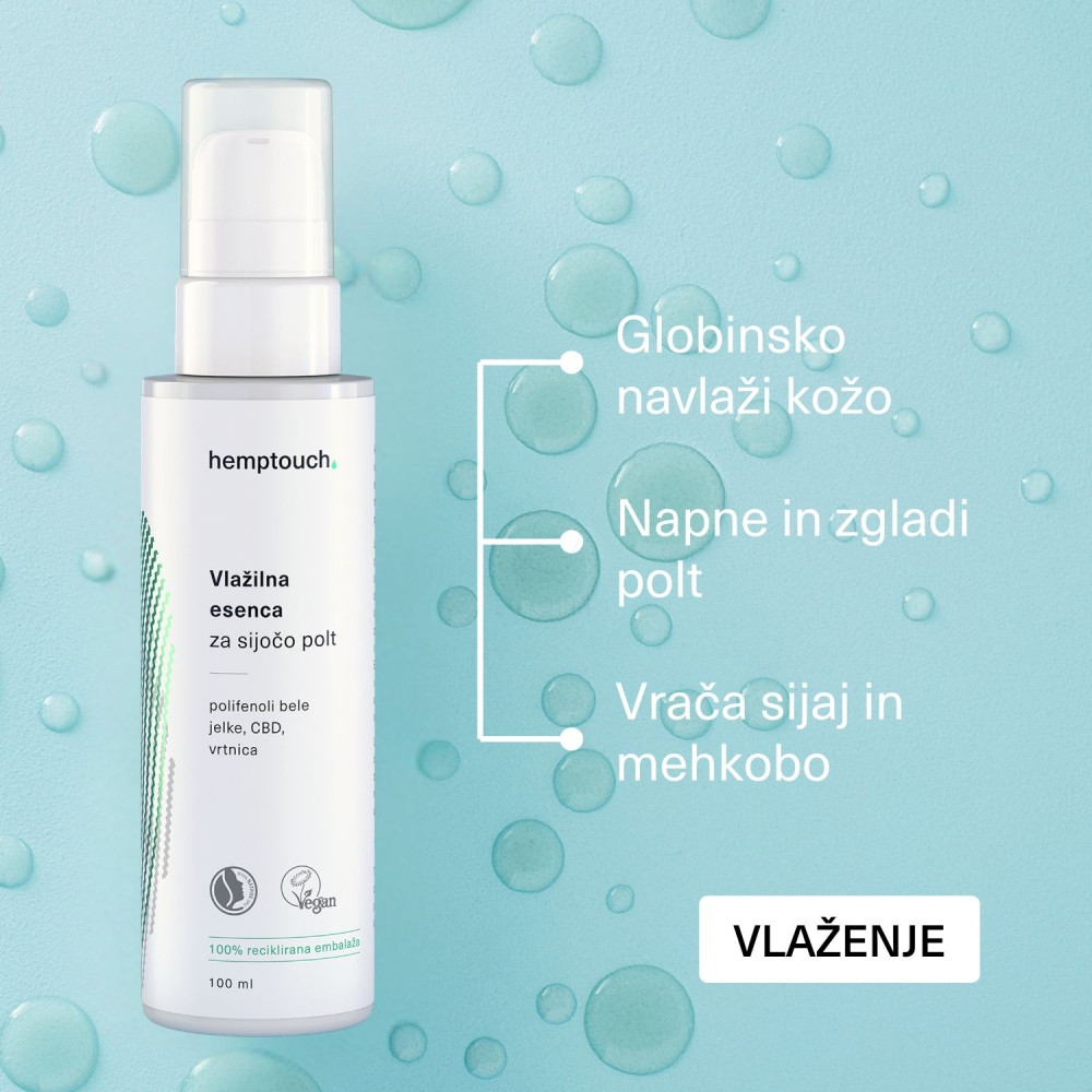 Hemptouch, vlažilna esenca za sijočo polt (100 ml)