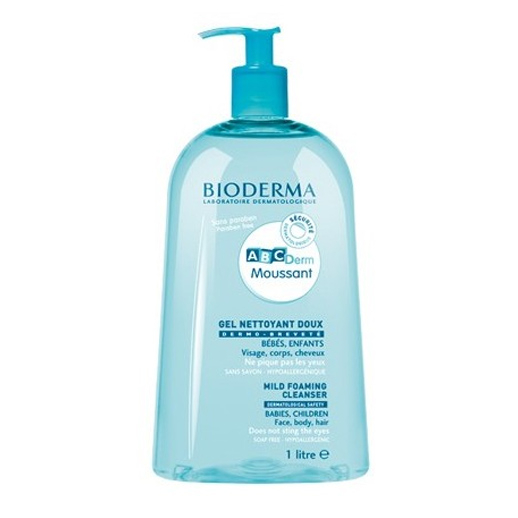 Bioderma ABCDerm Moussant, nežen čistilni gel za lase in kožo - Posebna ponudba (1000 ml)