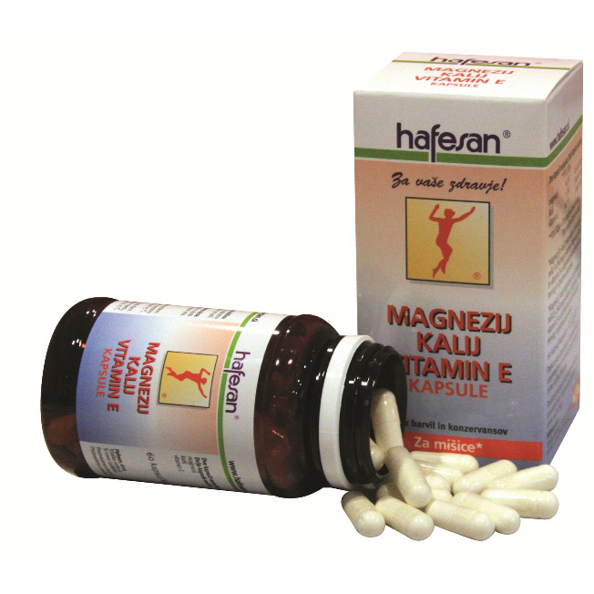 Hafesan Magnezij + Kalij + Vitamin E, kapsule (60 kapsul)
