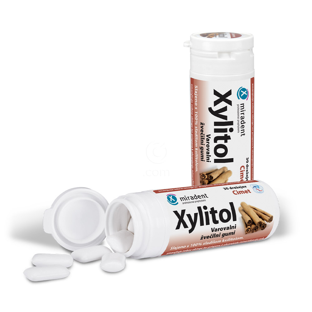 Xylitol, varovalni žvečilni gumi z okusom cimeta (30 žvečilnih gumijev)