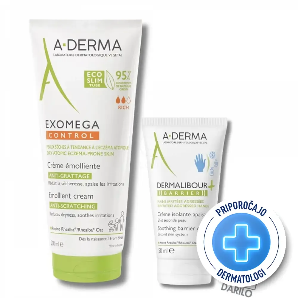 A-Derma, paket: emolientna krema + barrier krema (200 ml + 50 ml)