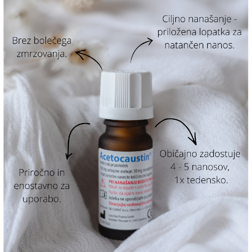 Acetocaustin, tekočina za odstranjevanje bradavic (0,5 ml)