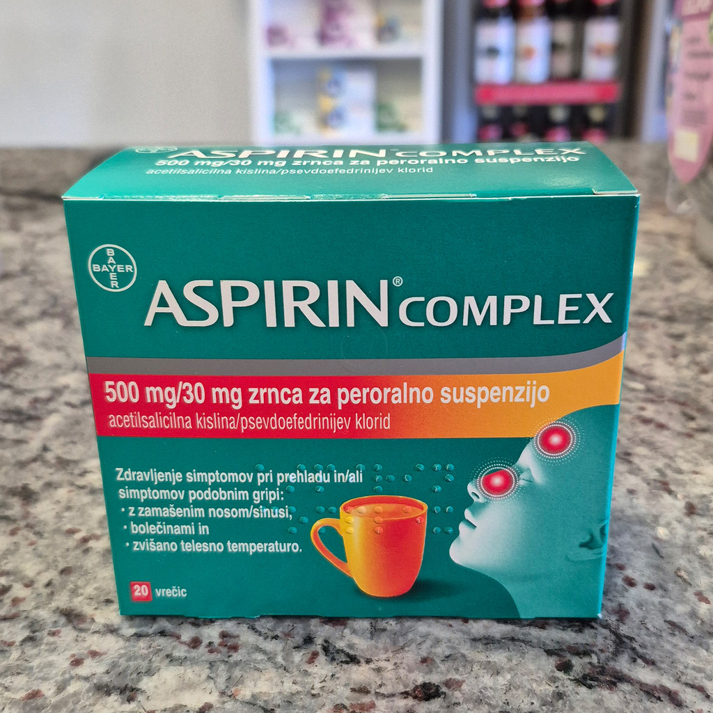 Aspirin Complex 500 mg/30 mg, zrnca za peroralno suspenzijo (20 vrečk)
