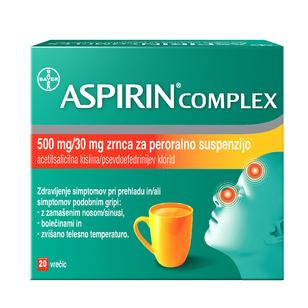 Aspirin Complex 500 mg/30 mg, zrnca za peroralno suspenzijo (20 vrečk)