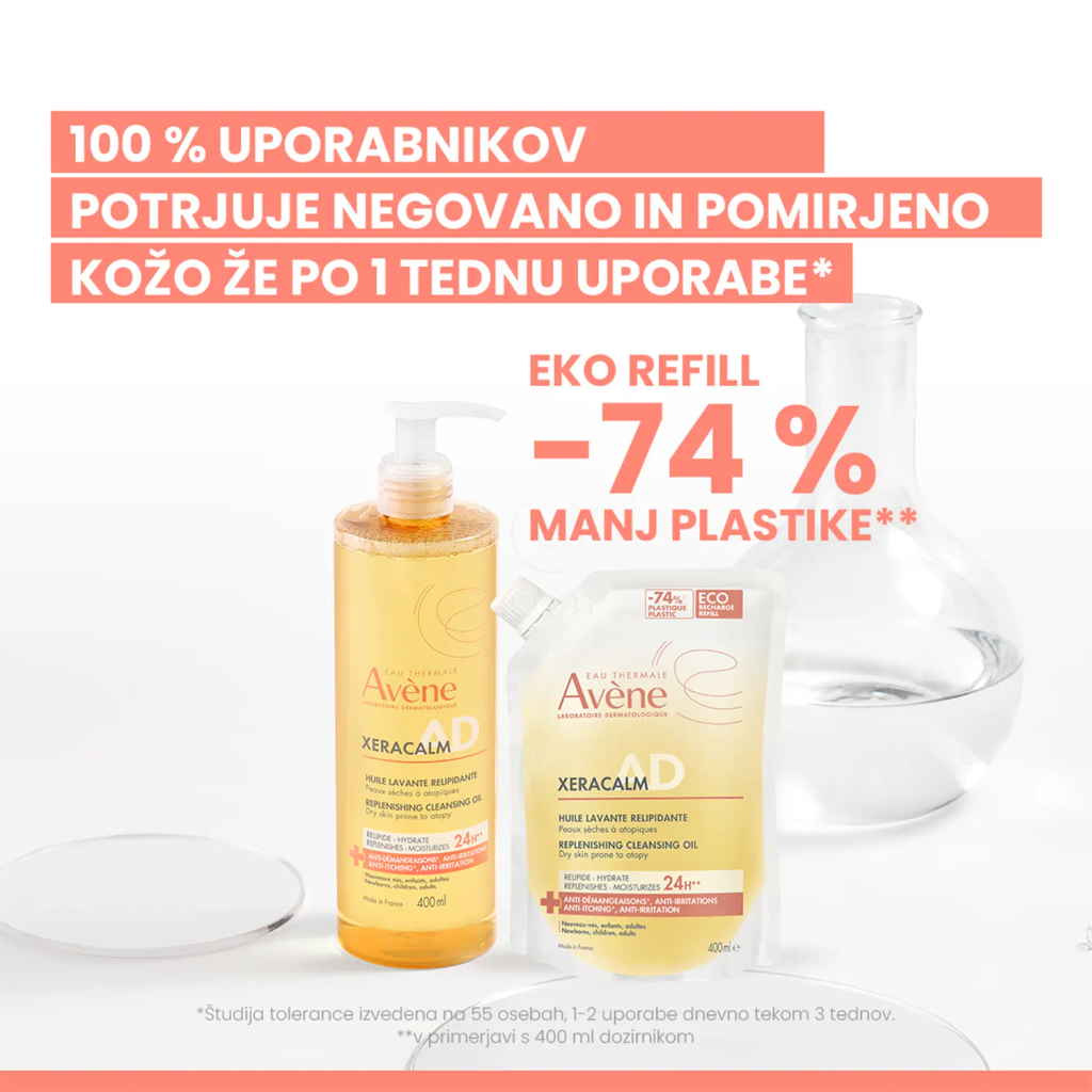 Avene XeraCalm A.D, relipidirajoče olje za čiščenje  - Refill (400 ml)