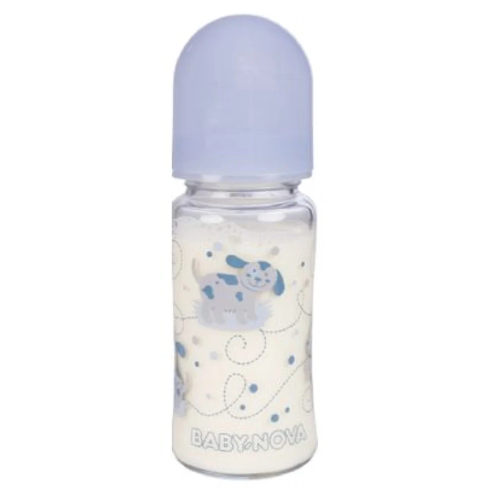 Baby-Nova, steklena steklenička s širokim vratom - različni motivi (230 ml)