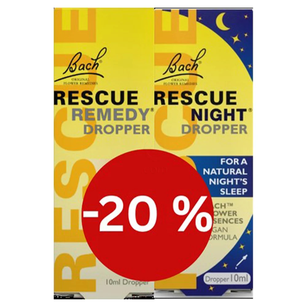 Bach Rescue, dnevno-nočni paket kapljic brez alkohola (2 x 10 ml)