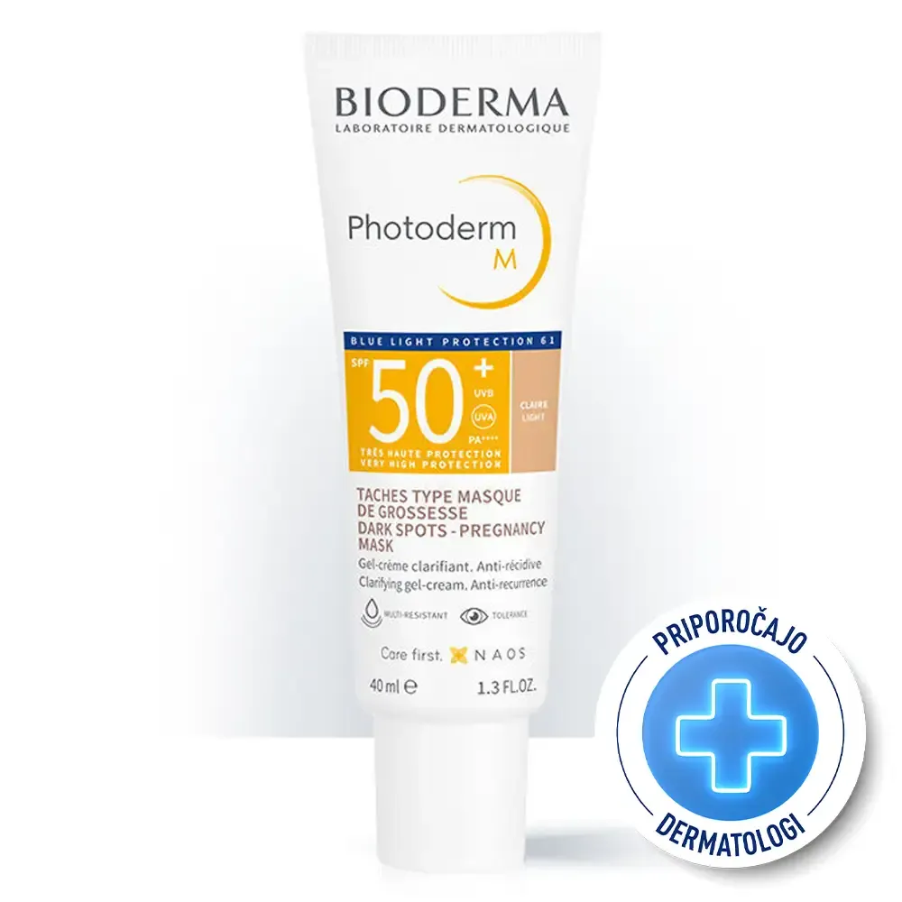 Bioderma Photoderm M, obarvana gel krema za zaščito kože z melazmo - odtenek Light - ZF50+ (40 ml)