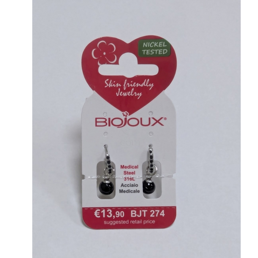 Biojoux, uhani iz kirurškega jekla - Brooklyn črna perla - BJT274 (2 uhana)