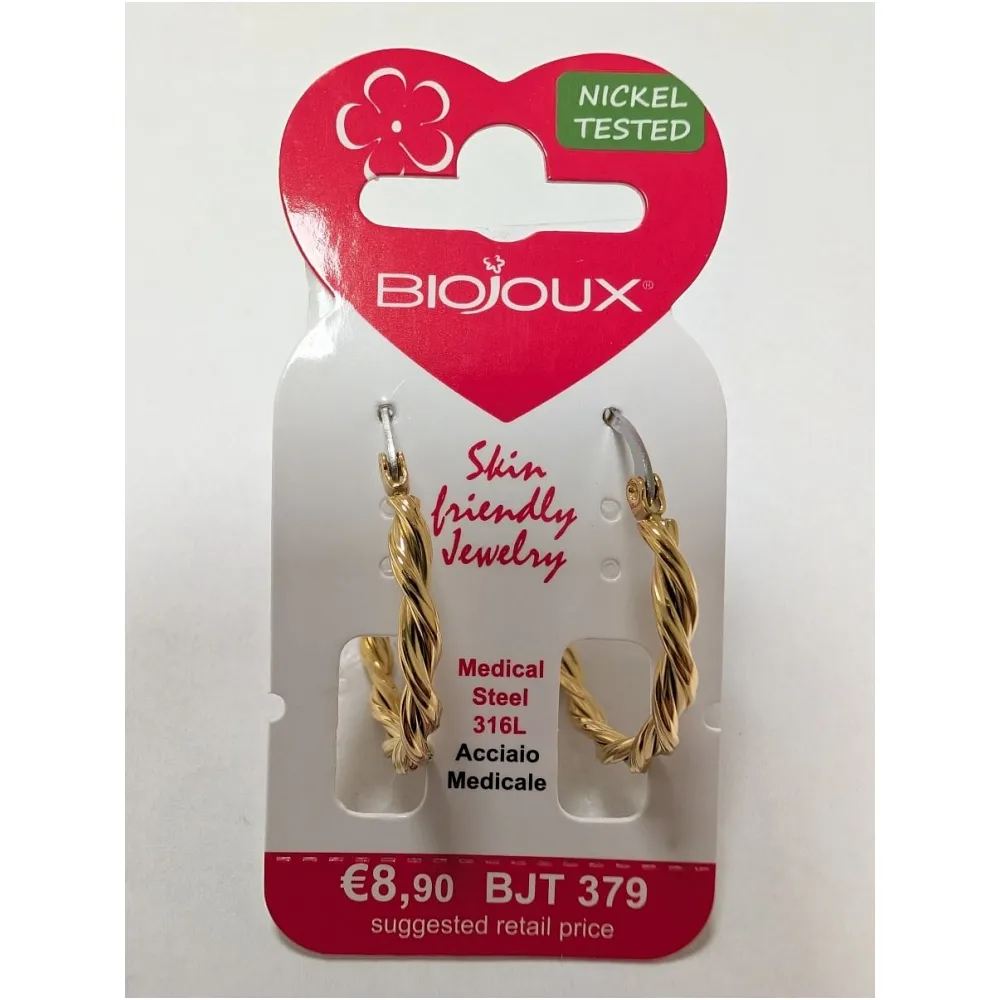 Biojoux, uhani iz kirurškega jekla - Eldara zlat - BJT379 (2 uhana)