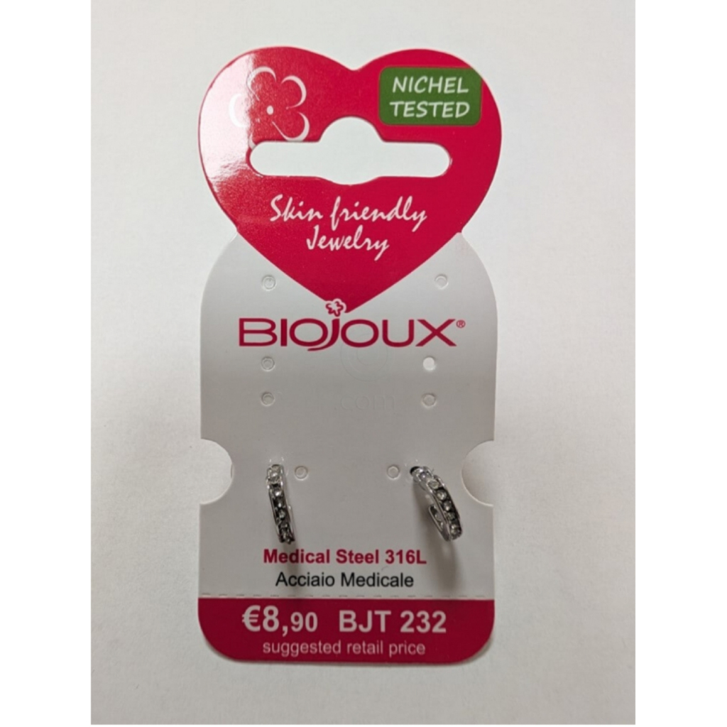 Biojoux, uhani iz kirurškega jekla - notranje srce s kristalčki - BJT232 (2 uhana)