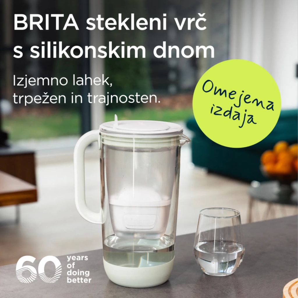 Brita Glass One 60th Anniversary Edition, stekleni vrč za filtriranje vode - zelen - 2,5 l (1 komplet)