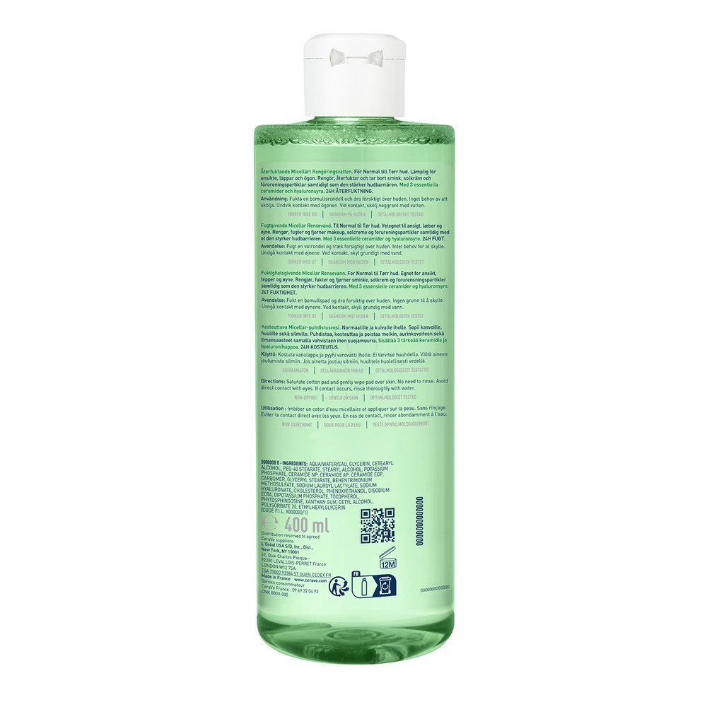 CeraVe, vlažilna micelarna voda za normalno do suho kožo (400 ml)