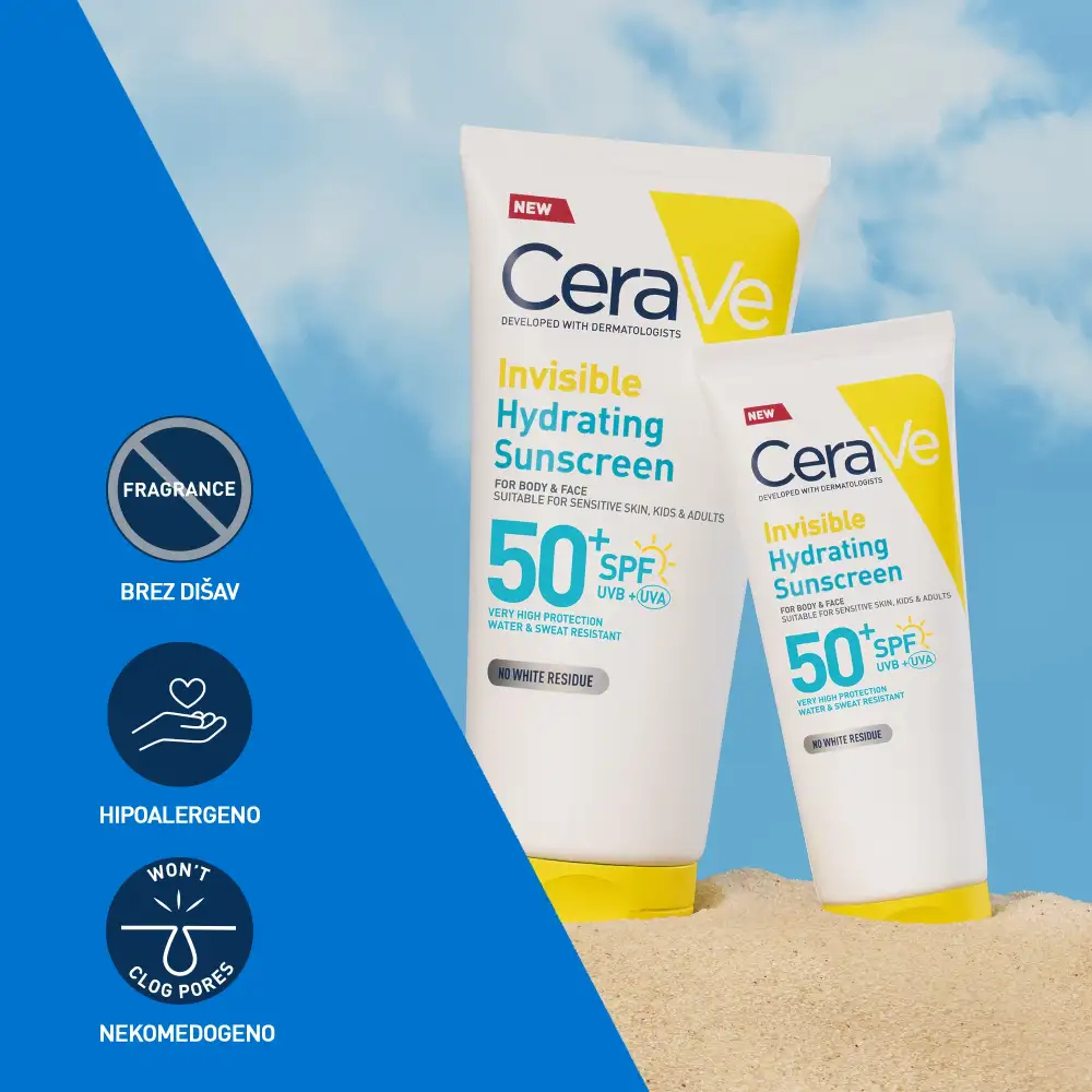 CeraVe Sun, nevidni losjon za zaščito pred soncem - ZF50+ (177 ml)