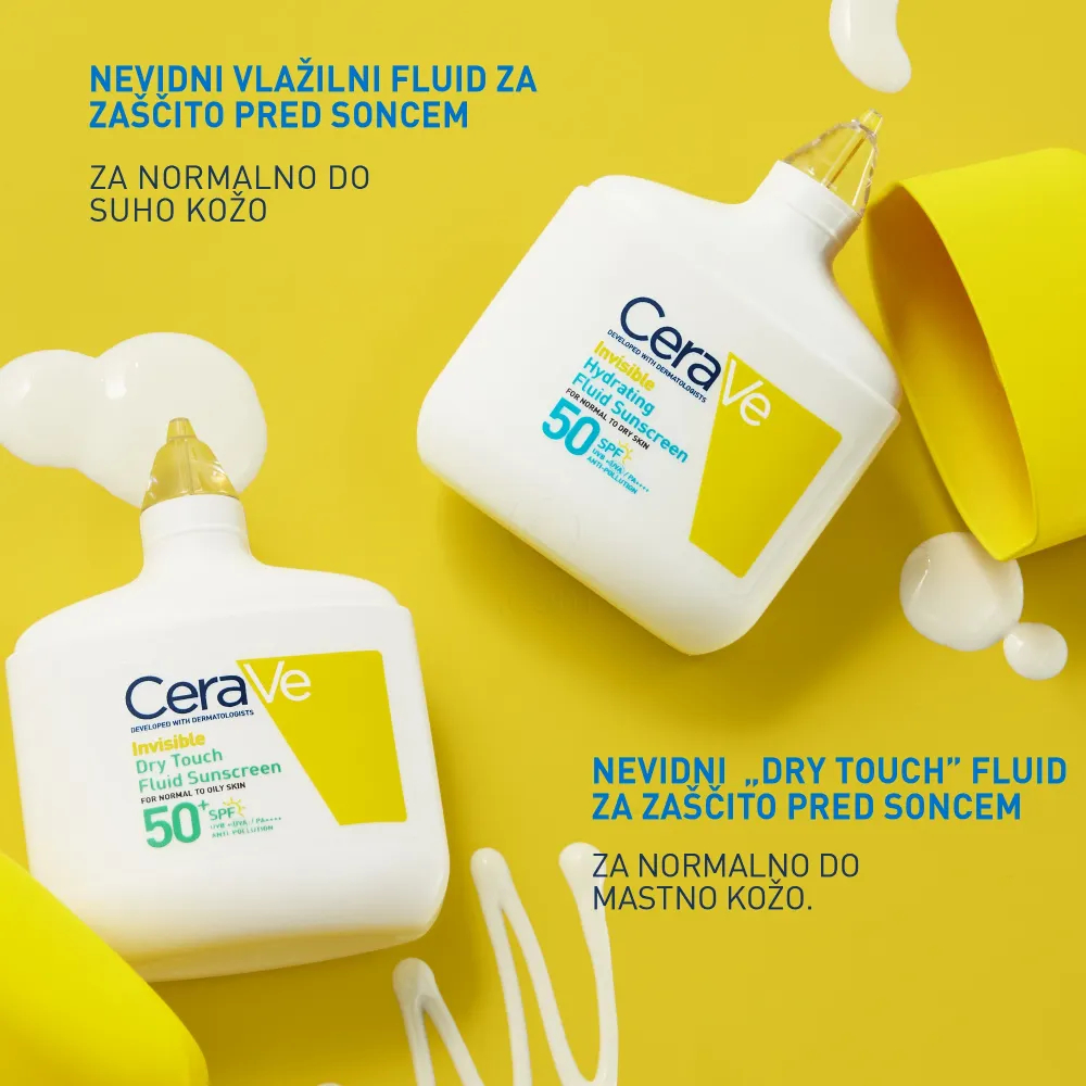 CeraVe Sun, nevidni vlažilni fluid za zaščito pred soncem Dry Touch - ZF50+ (50 ml)