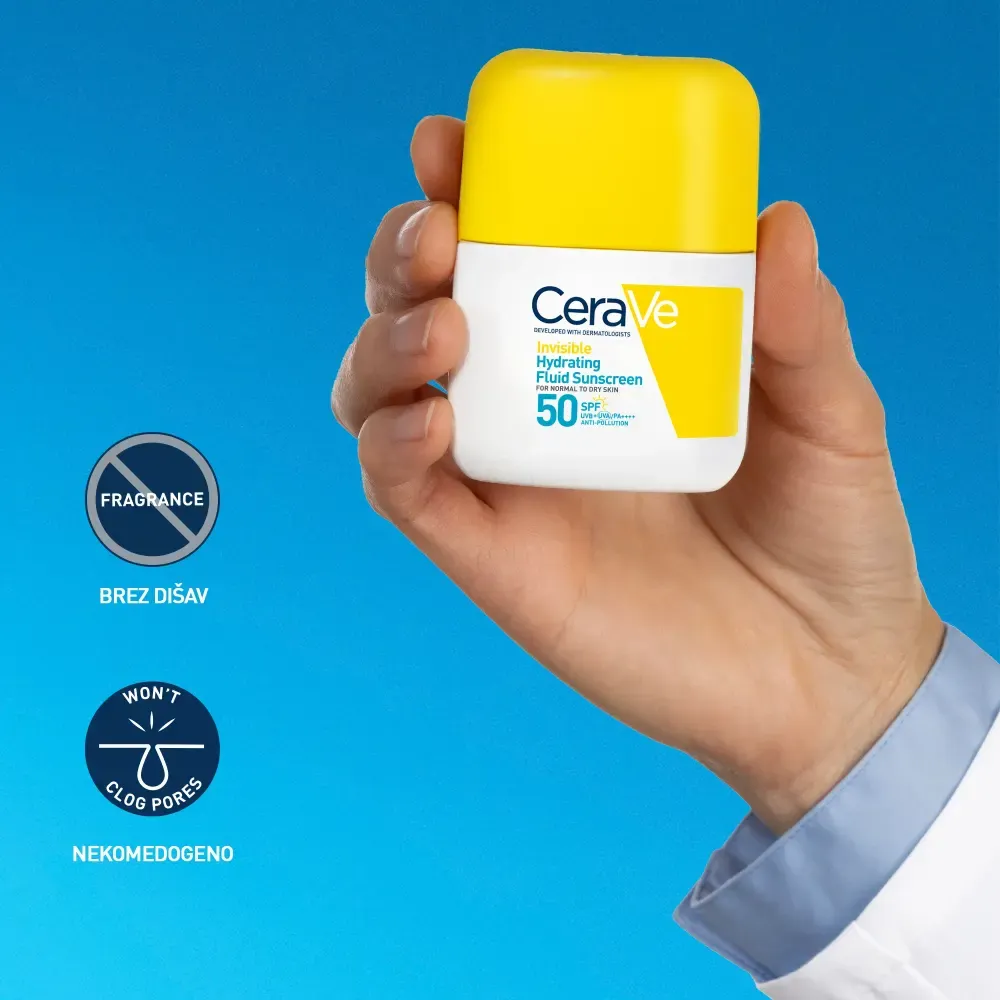 CeraVe Sun, nevidni vlažilni fluid za zaščito pred soncem - ZF50 (50 ml)