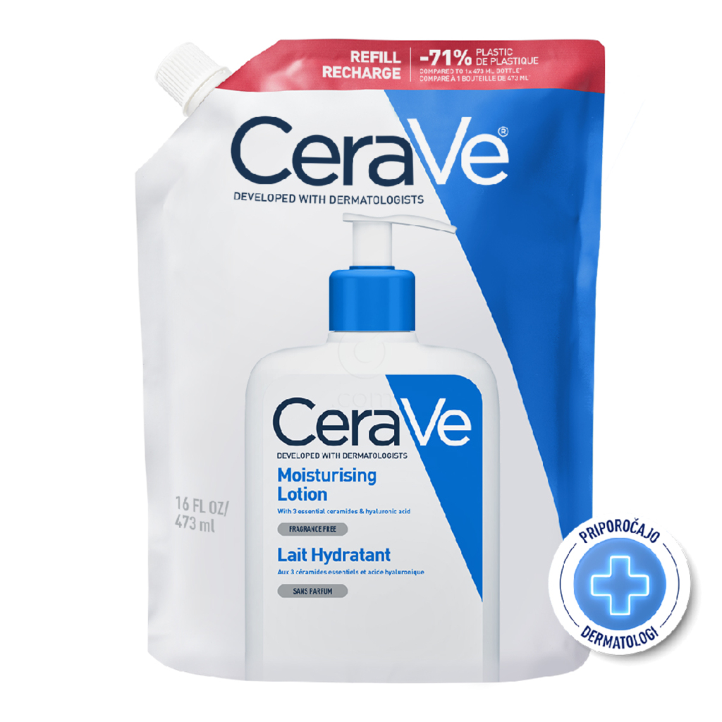 CeraVe, vlažilni losjon za telo za suho do zelo suho kožo - Refill (473 ml)