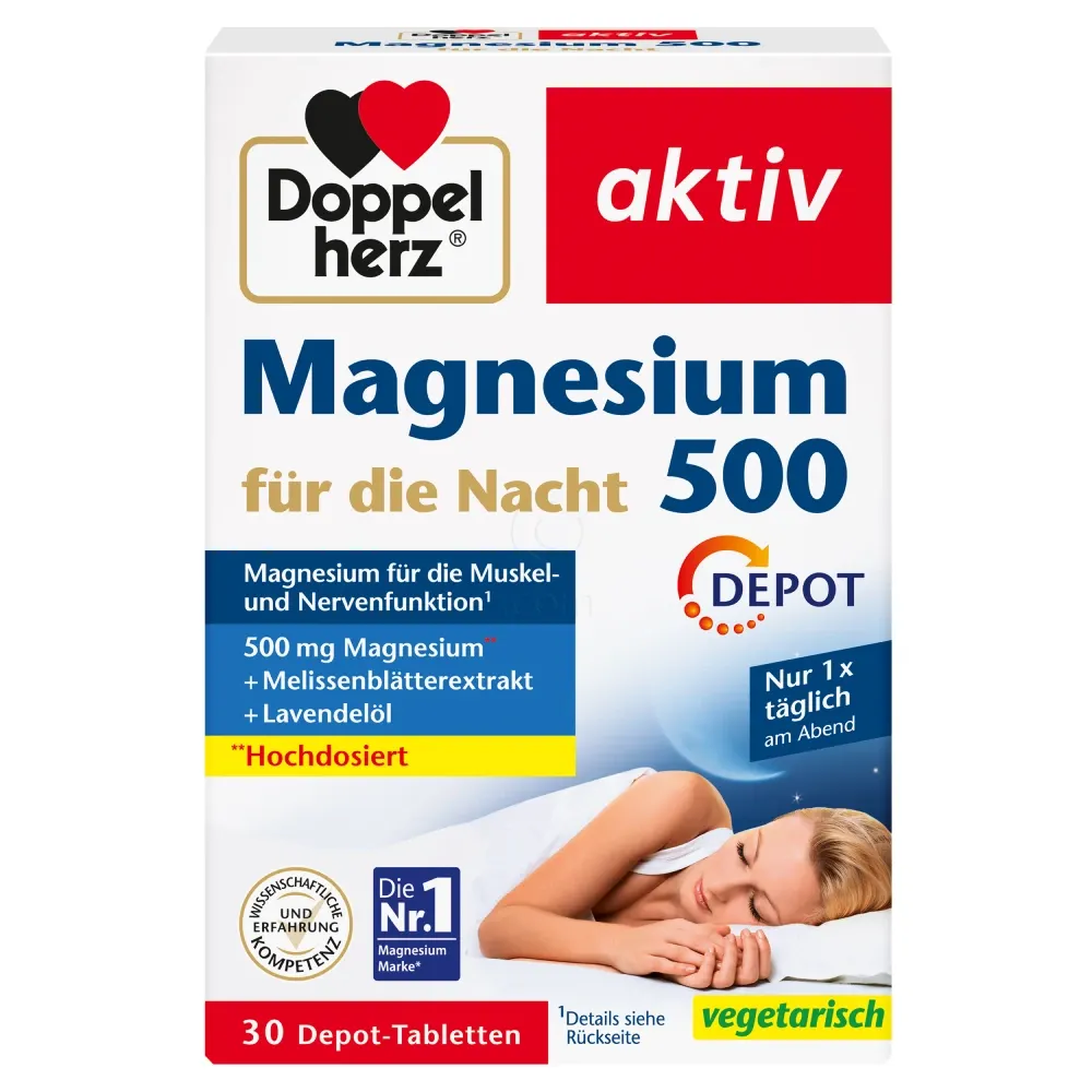 Doppelherz Aktiv Magnezij za noč 500, Depot tablete s podaljšanim sproščanjem (30 tablet)