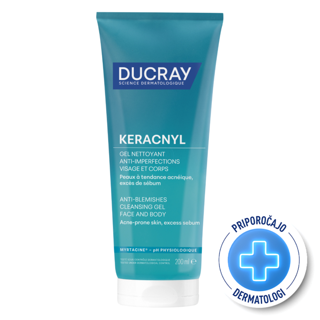 Ducray Keracnyl, peneči čistilni gel za mastno kožo (200 ml)