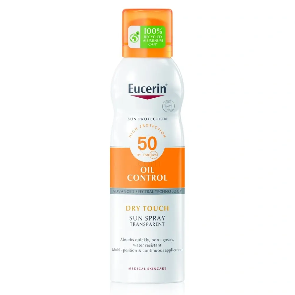 Eucerin Sun Dry Touch, prozoren sprej za zaščito pred soncem - ZF50 (200 ml)
