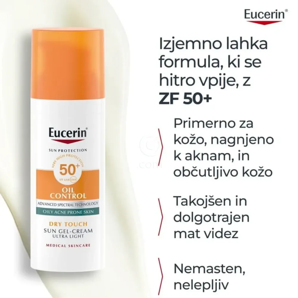 Eucerin Sun Oil Control Dry Touch, kremni gel za zaščito obraza - ZF50+ (50 ml)