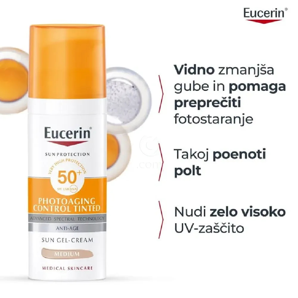 Eucerin Sun Photoaging Control, fluid za obraz v odtenku Medium - ZF50+ (50 ml)