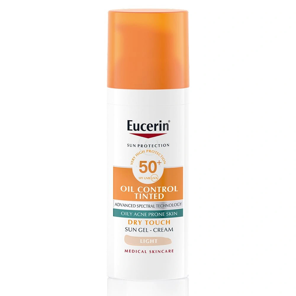 Eucerin Sun Oil Control Dry Touch, obarvan kremni gel za zaščito obraza pred soncem - light - ZF50+ (50 ml)