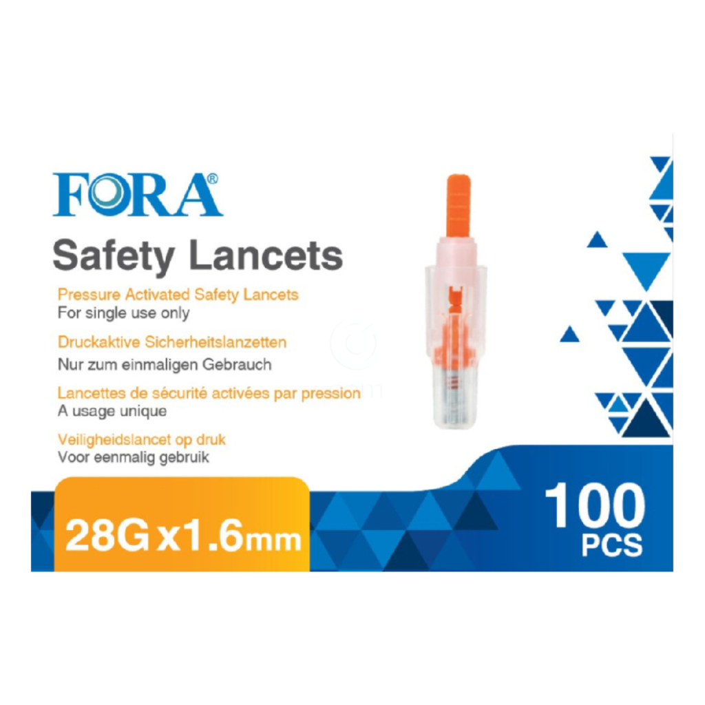 FORA, varnostne lancete 28G x 1,6 mm za enkratno uporabo (100 lancet)