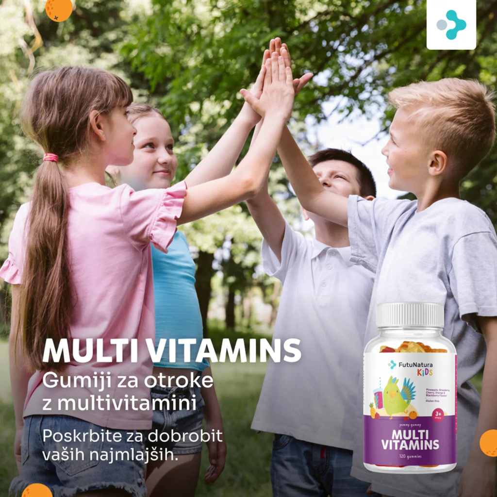 FutuNatura Kids Multi Vitamins, gumi bonboni (120 gumi bonbonov)
