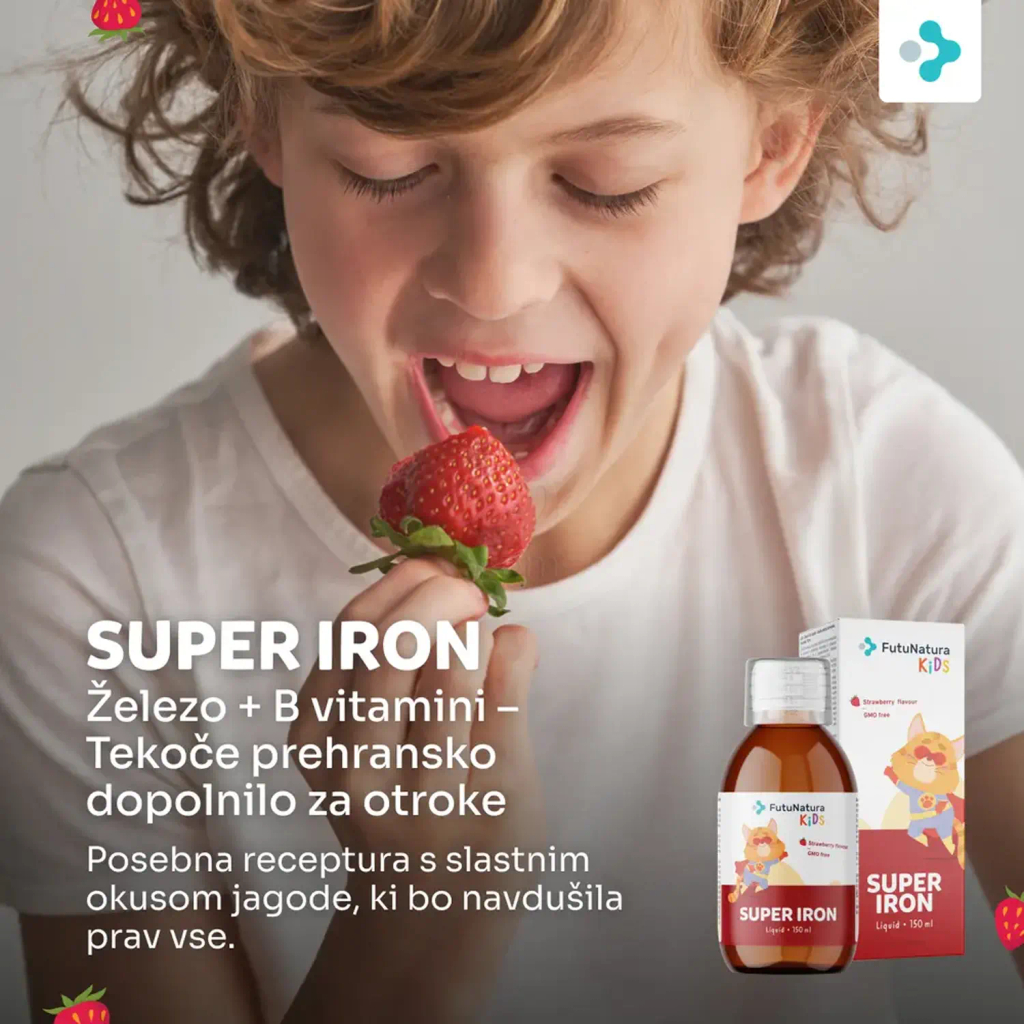 FutuNatura KIDS Super Iron - Železo in vitamini B, tekočina (150 ml)