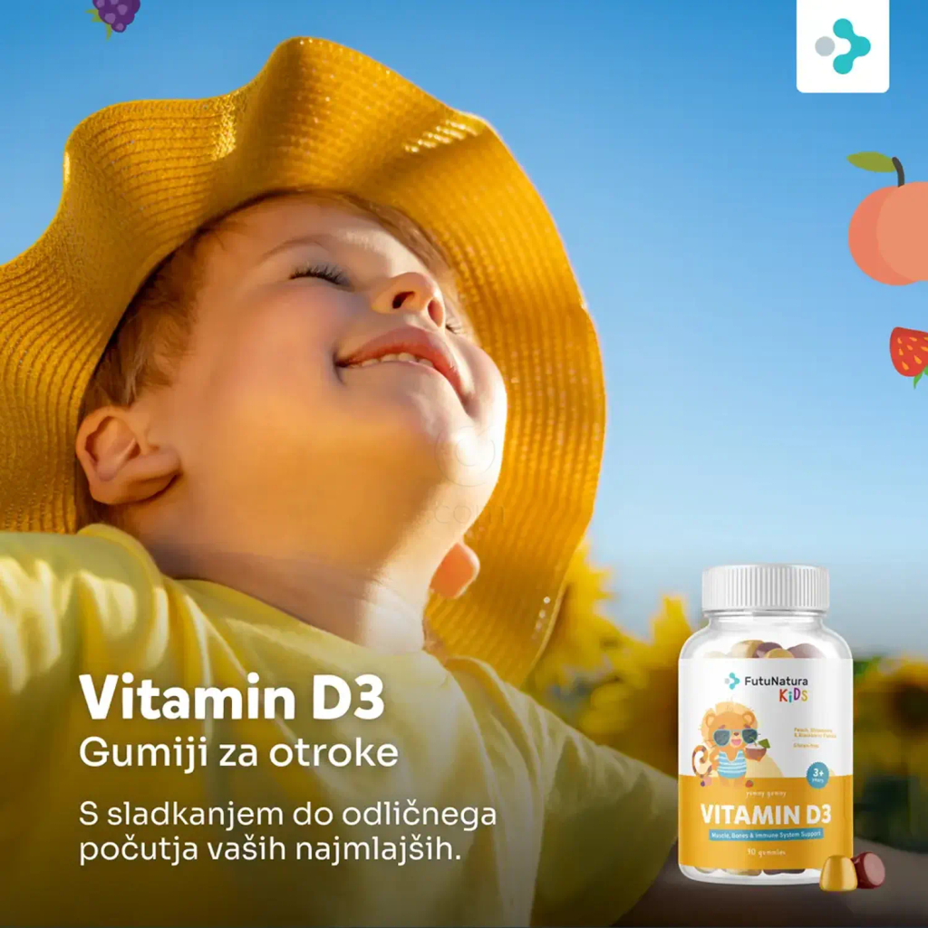 FutuNatura Kids Vitamin D3, gumiji za otroke (90 bonbonov)