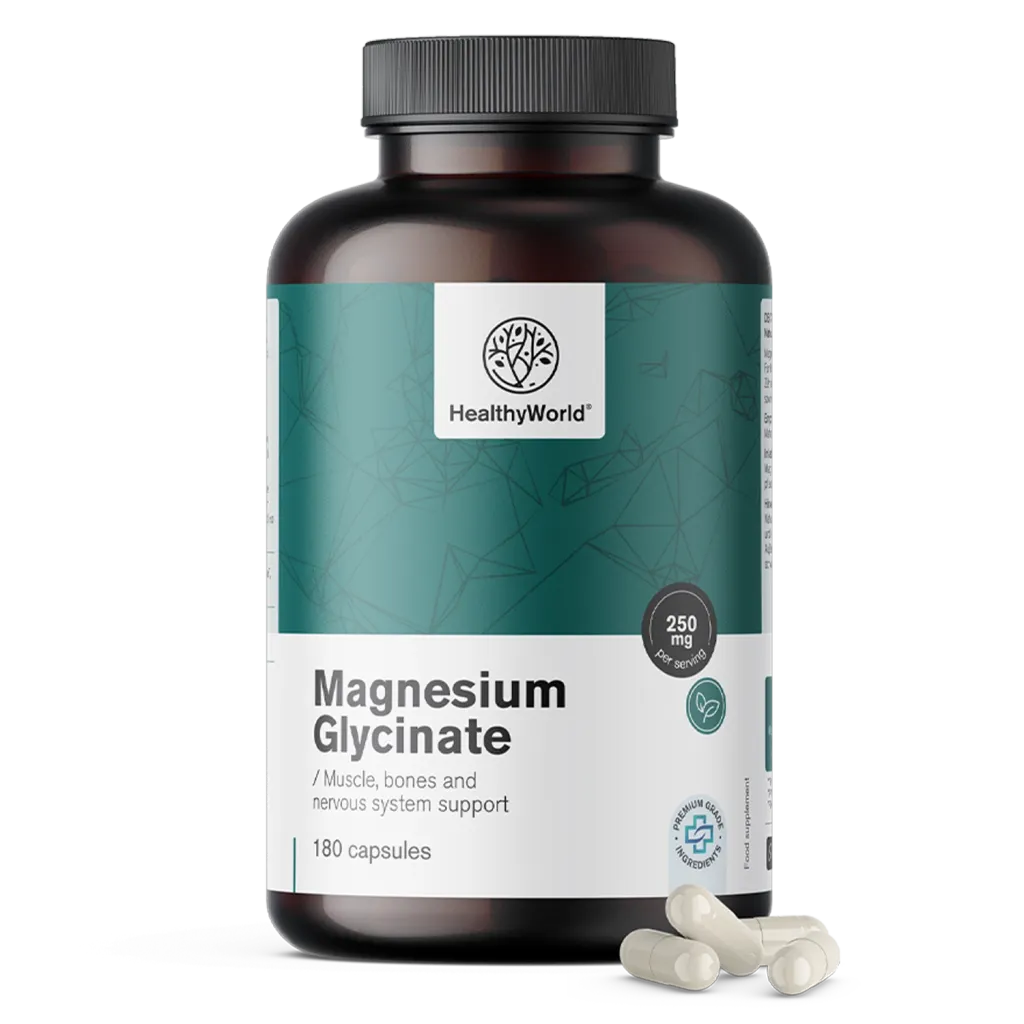 HealthyWorld Magnezijev glicinat 250 mg, kapsule (180 kapsul)