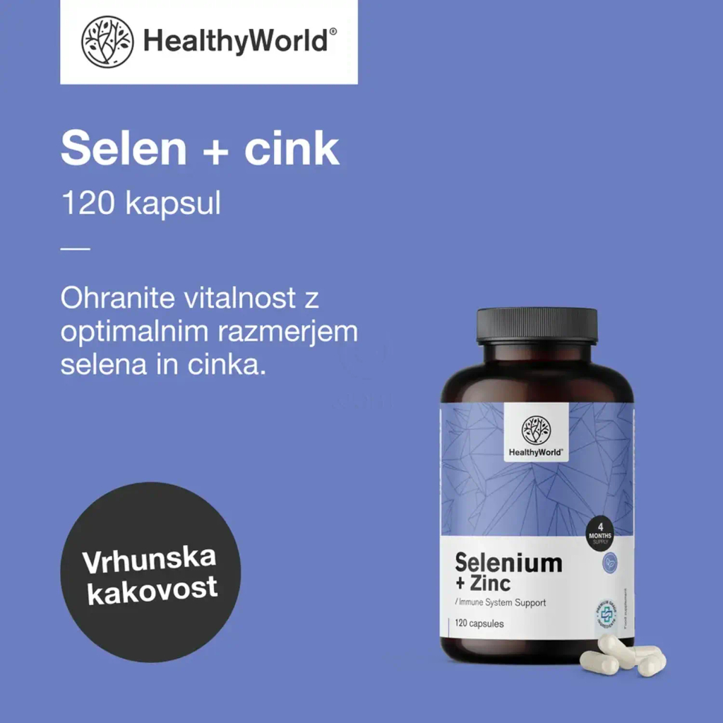 HealthyWorld Selen + cink, kapsule (120 kapsul)