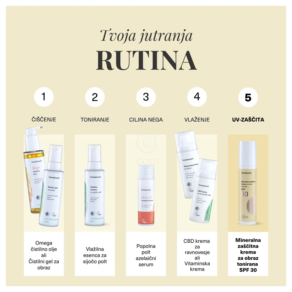 Hemptouch, tonirana mineralna zaščitna krema za obraz ZF 30 (50 ml)