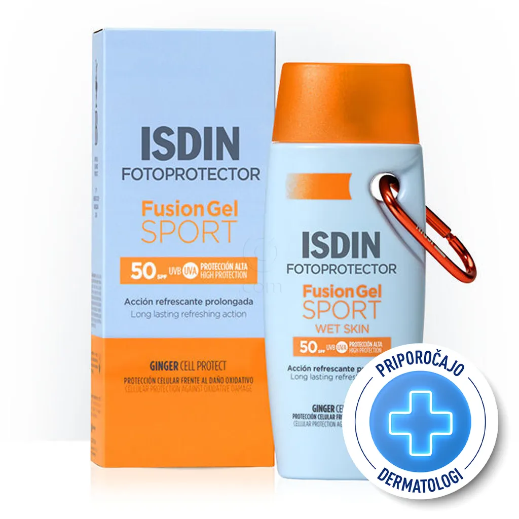 ISDIN Fotoprotector Fusion Gel SPORT Wet skin, zaščitni gel za telo pred soncem za športne aktivnosti - ZF50 (100 ml)
