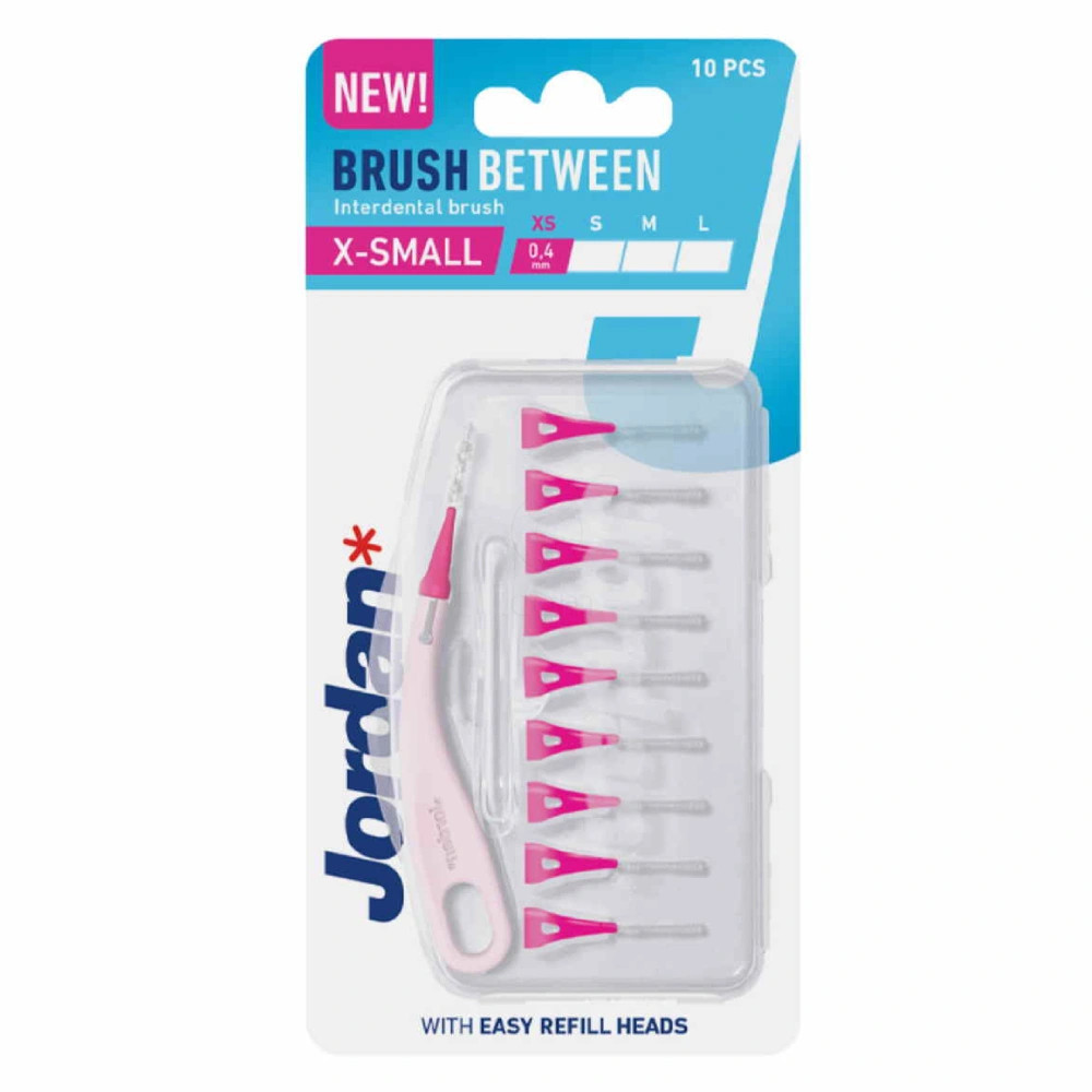 Jordan Brush Between - Roza 0,4 mm (1 držalo + 10 medzobnih ščetk)