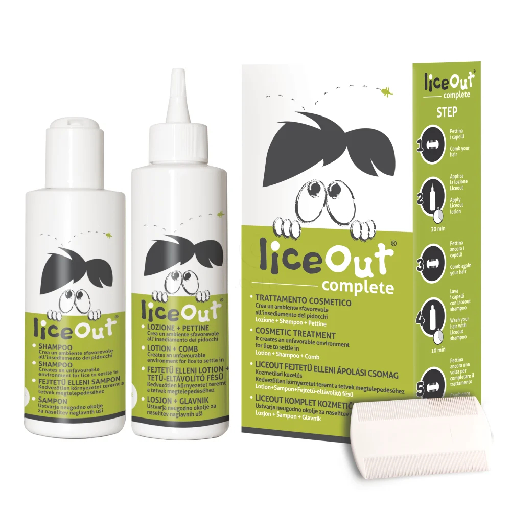 LiceOut, komplet - losjon in šampon (2x125 ml + glavnik)