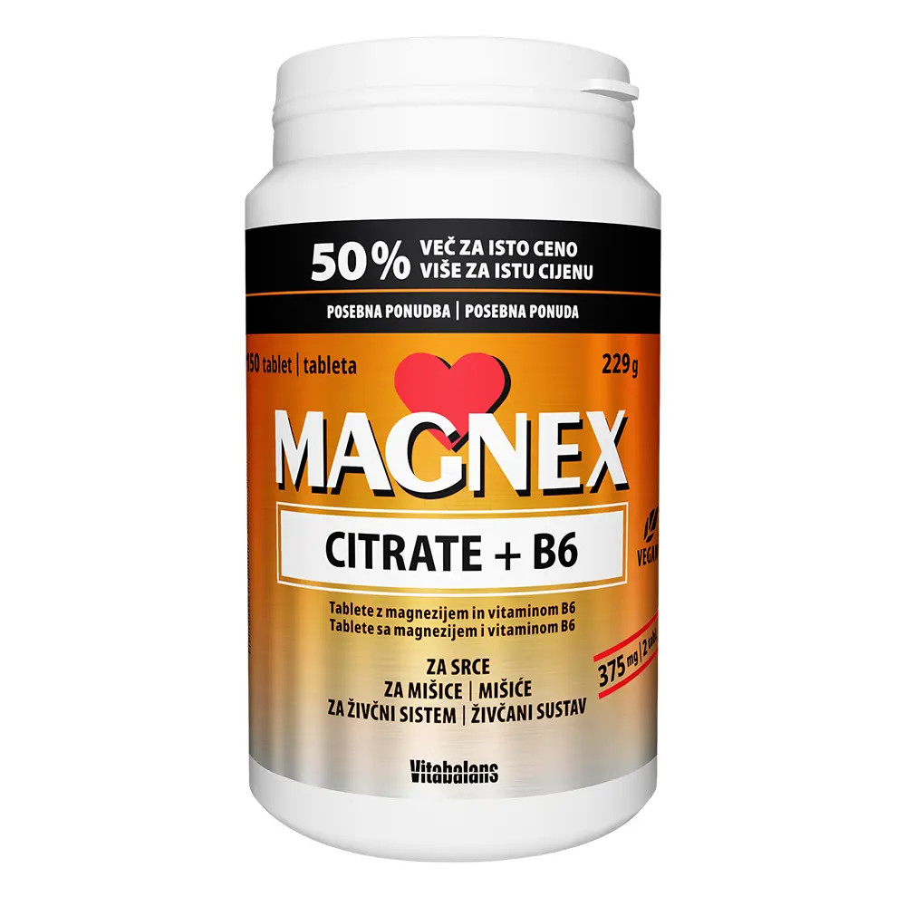 Magnex Citrate 375 mg + B6 Vitabalans, tablete - paket (150 tablet)