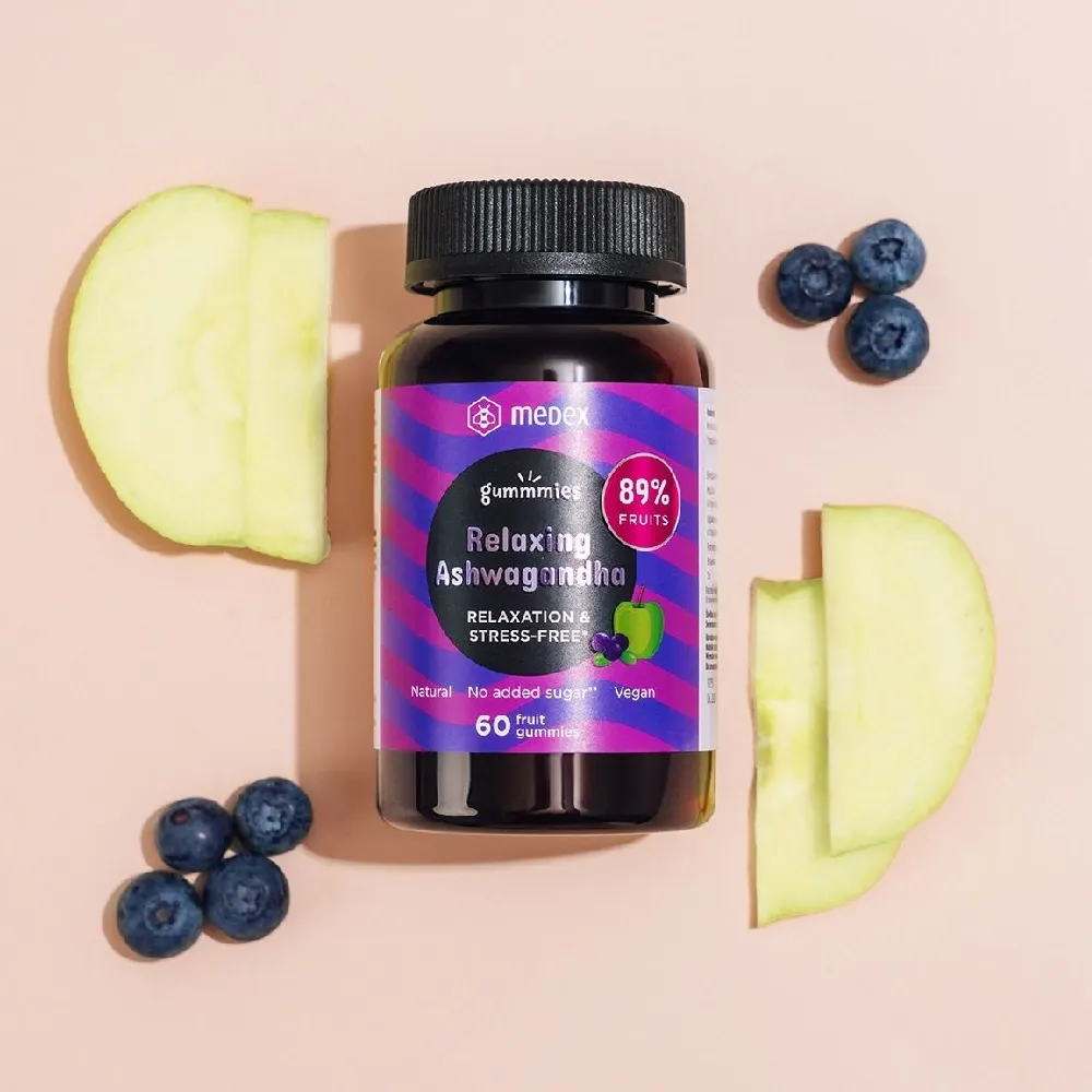 Medex, funkcionalni sadni bonboni Relaxing Ashwagandha (60 bonbonov)