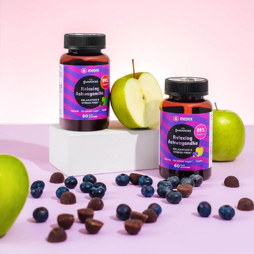 Medex, funkcionalni sadni bonboni Relaxing Ashwagandha (60 bonbonov)