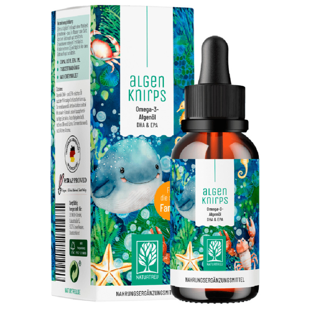 Naturtreu Omega-3 iz mikroalg, kapljice z okusom pomaranče (50 ml)
