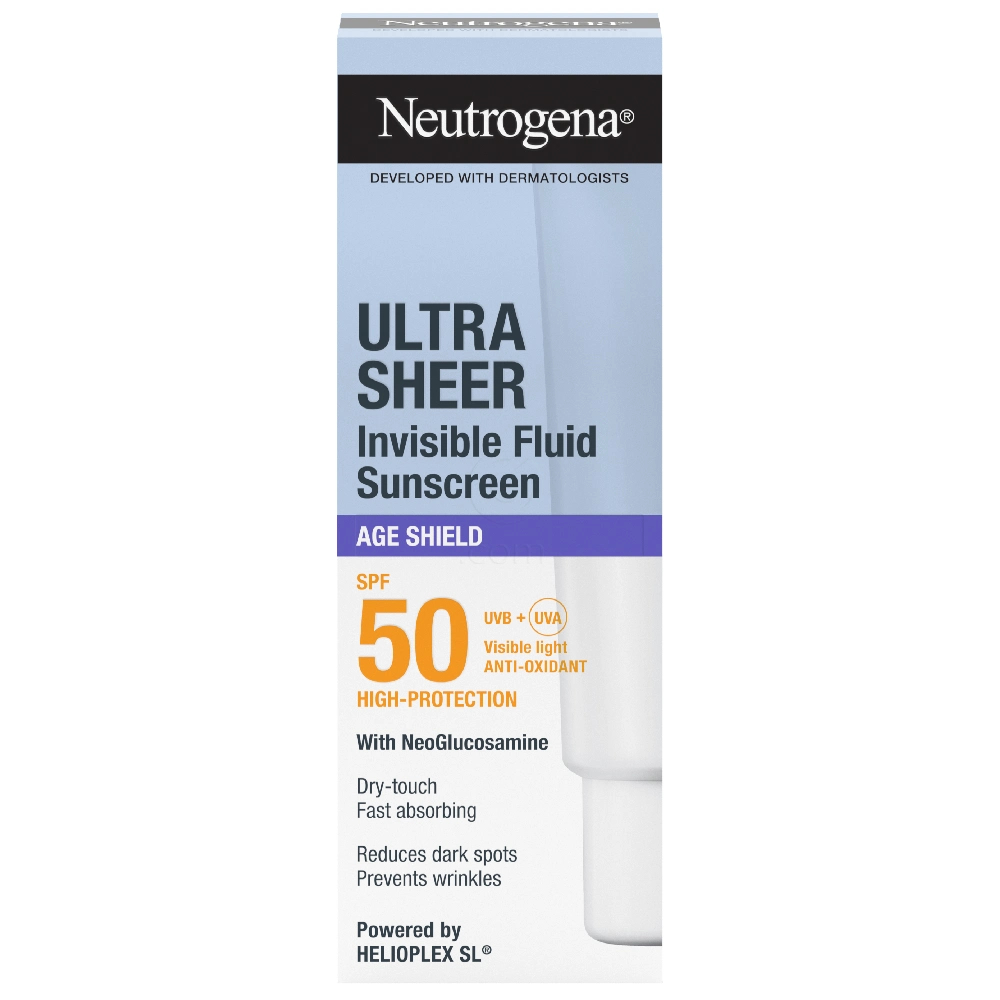 Neutrogena Ultra Sheer Age Shield, nevidni vlažilni fluid za zaščito pred soncem (50 ml)