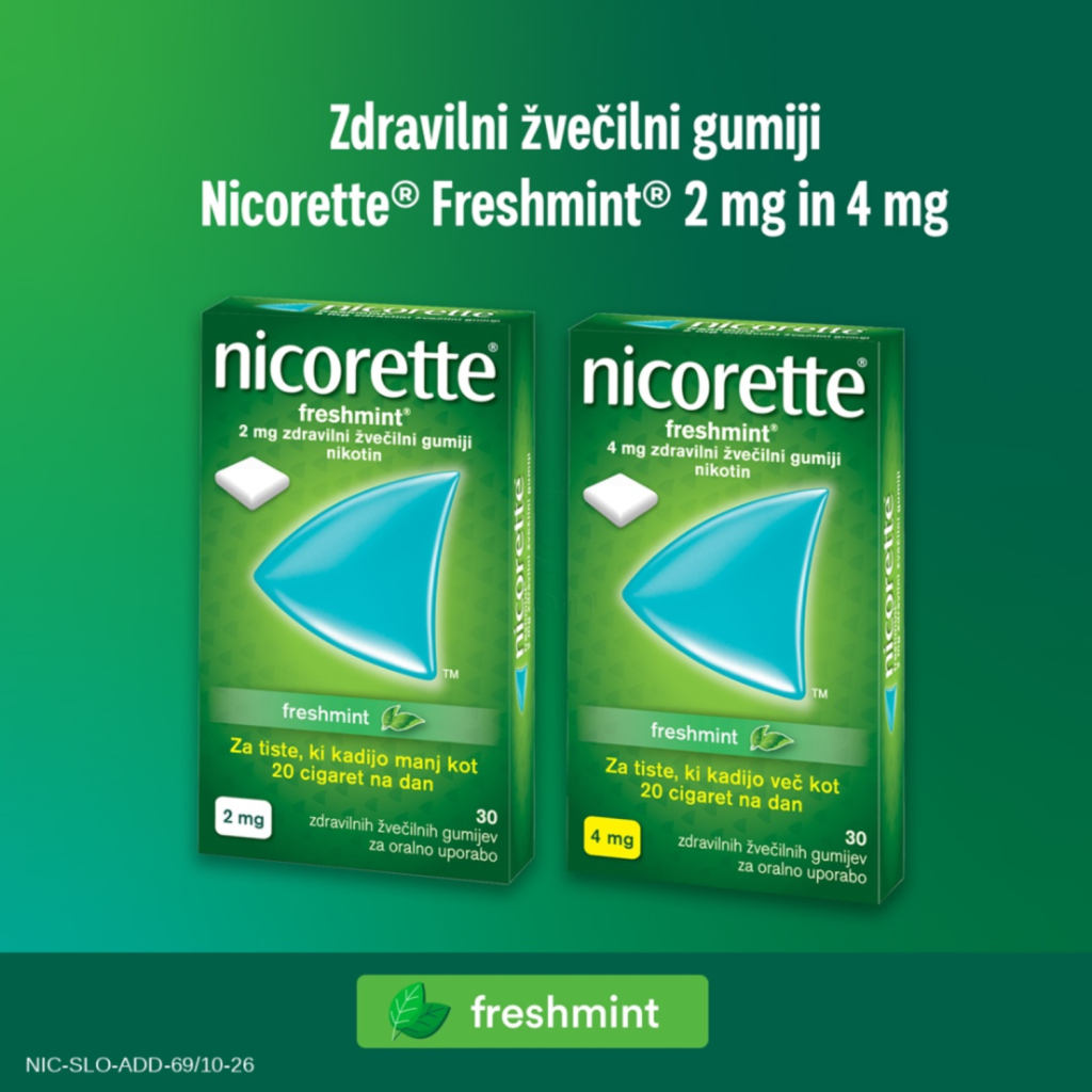 Nicorette Freshmint, 2 mg zdravilni žvečilni gumiji (30 žvečilnih gumijev)