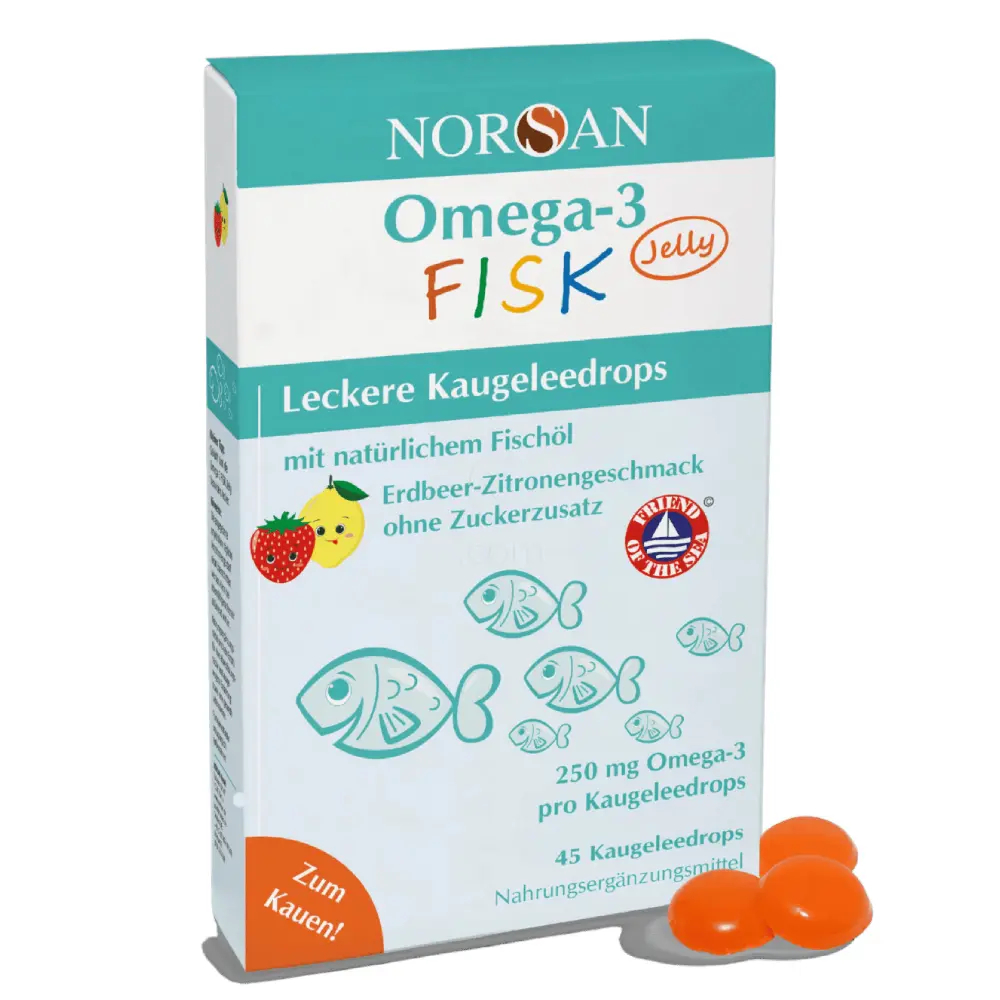 Norsan Omega-3 Fisk, želejčki (45 želejčkov)