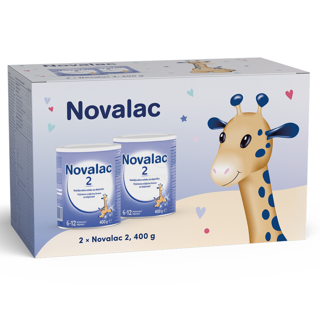 Novalac 2, nadaljevalno mleko za dojenčke - paket (2 x 400 g)