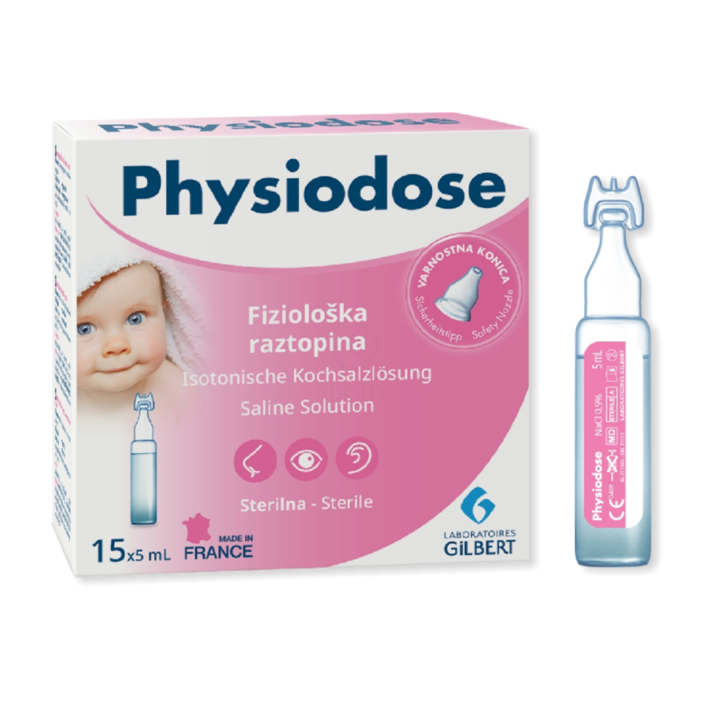 Physiodose, sterilna fiziološka raztopina - enoodmerne plastenke (15 x 5 ml)