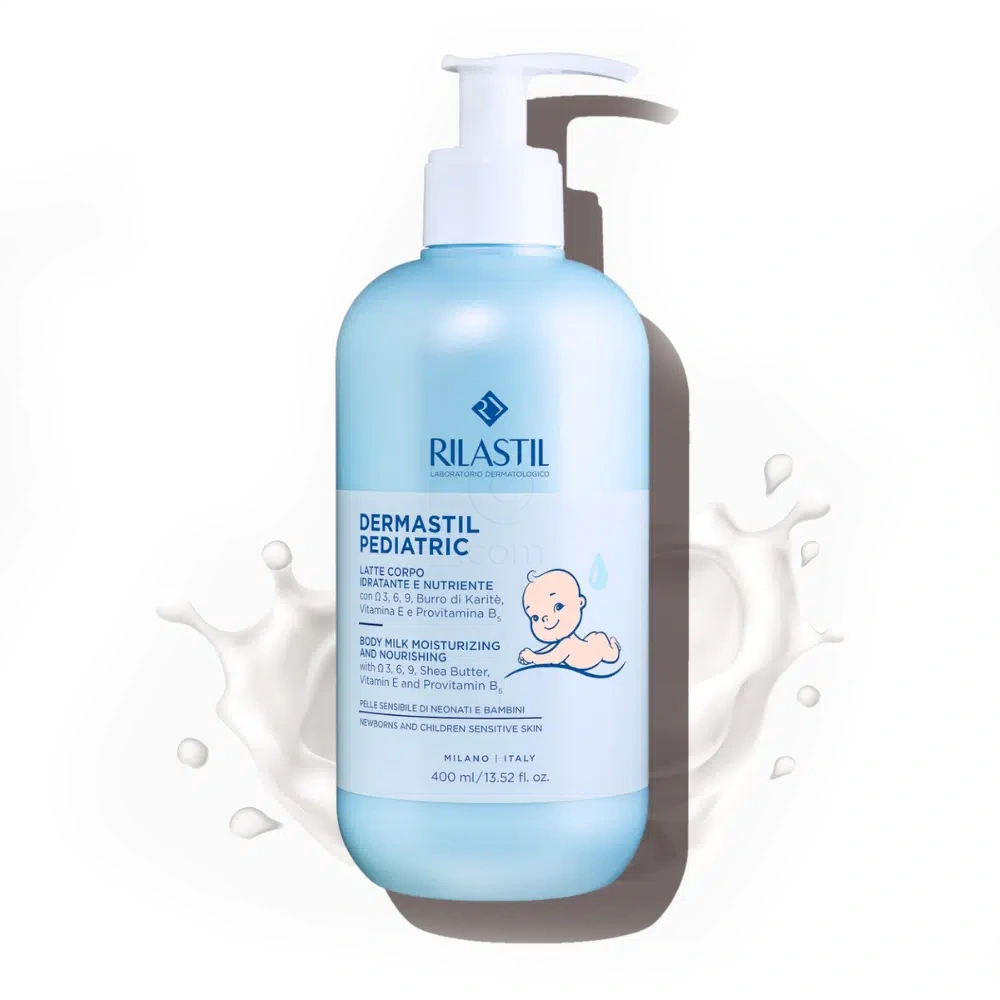 Rilastil Dermastil Pediatric, mleko za obraz in telo - plastenka s pumpico (400 ml)