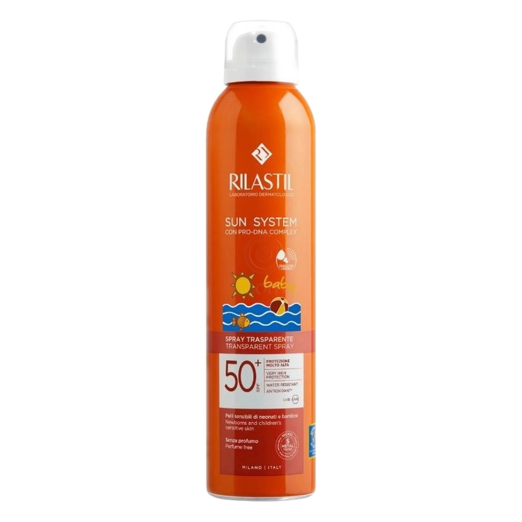 Rilastil Sun System Baby, transparentno zaščitno pršilo - ZF 50+ (200 ml)