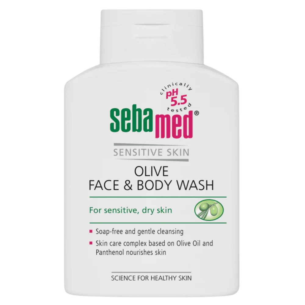 Sebamed, gel za umivanje obraza in telesa z olivnim oljem (200 ml)