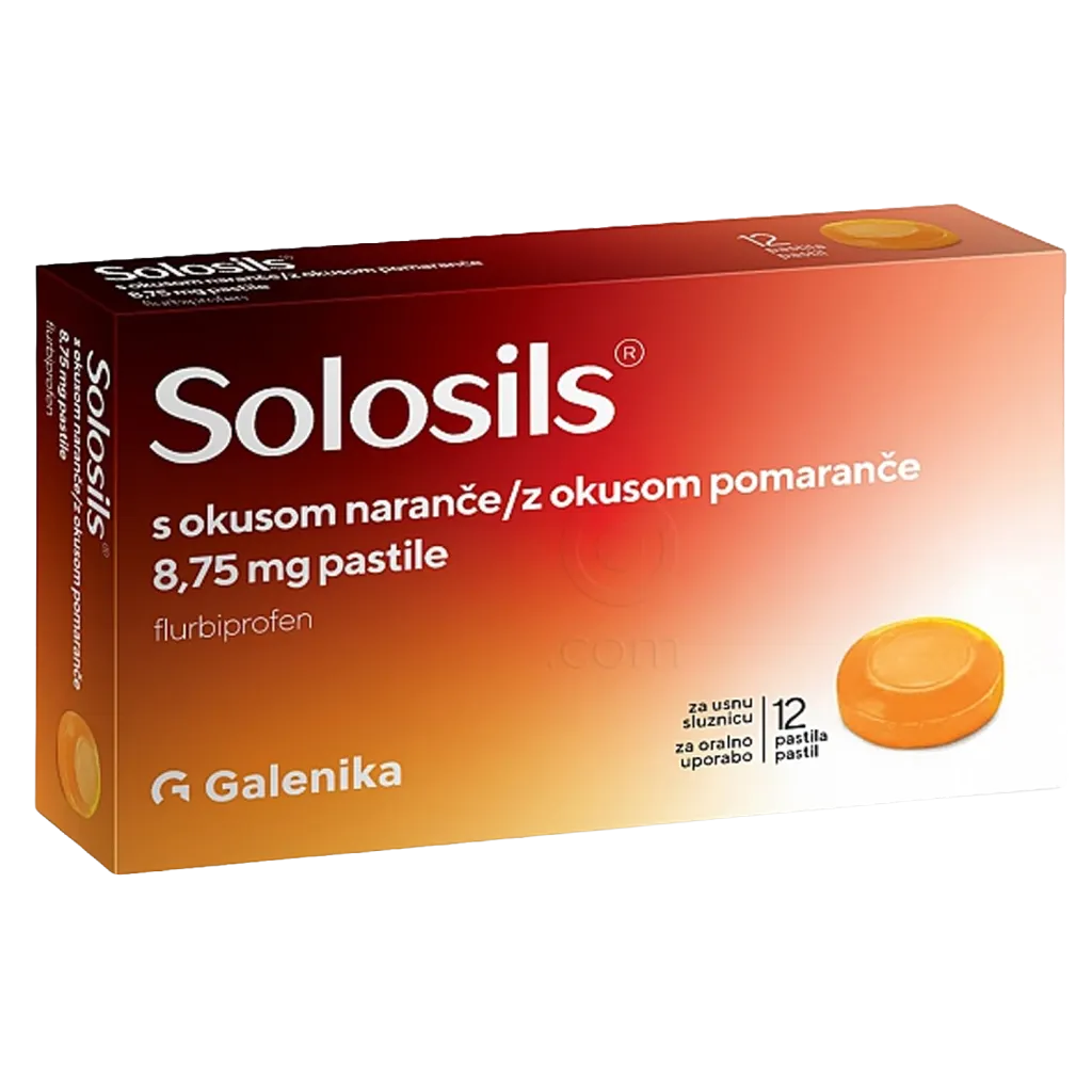 Solosils z okusom pomaranče 8,75 mg, pastile (12 pastil)